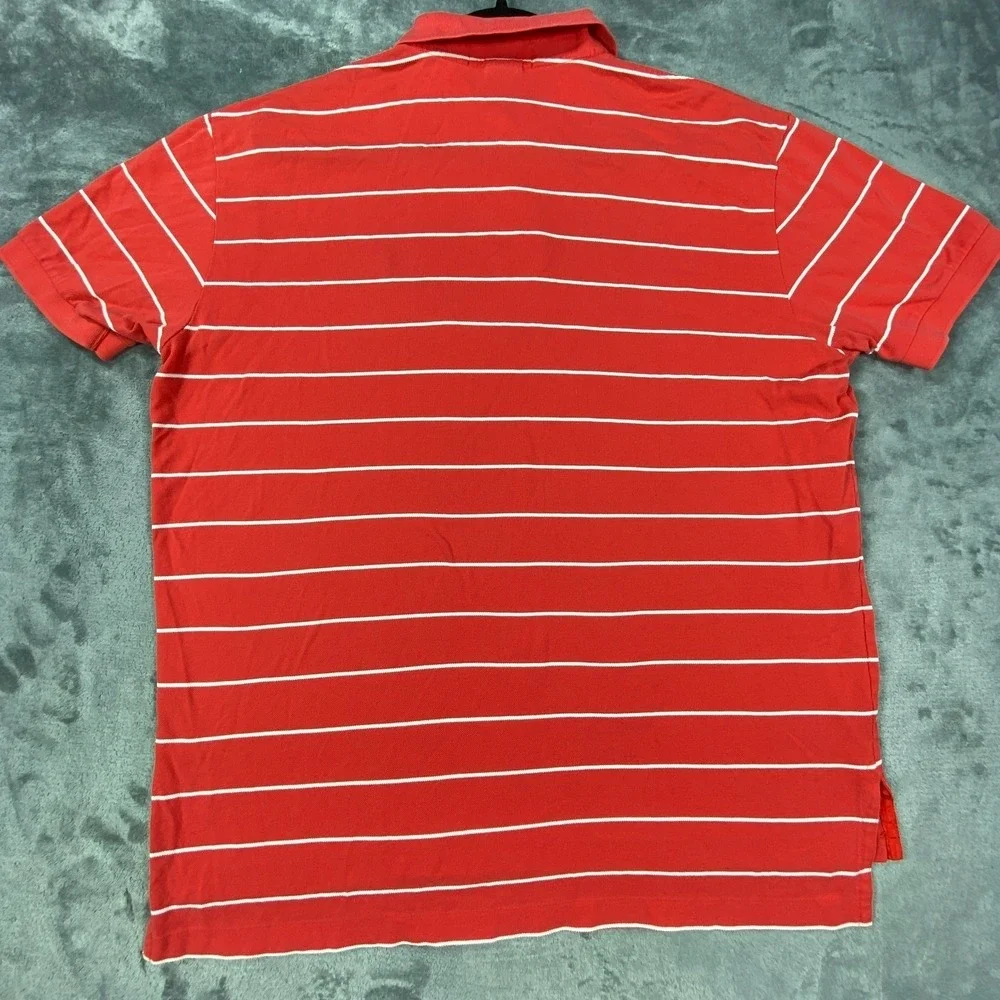 Vintage Polo Ralph Lauren Shirt‎ Men L Red Striped Classic Fit Golf All Cotton